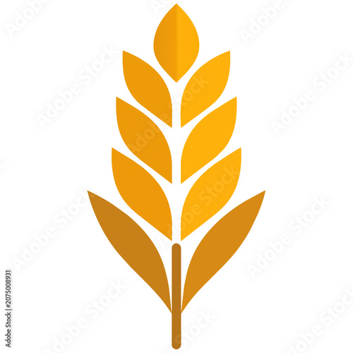 Golden Wheat Ear Icon Graphic Design.