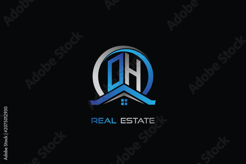 OH real estate letters logo design for construction or house. OH real estate letters logo Vector design