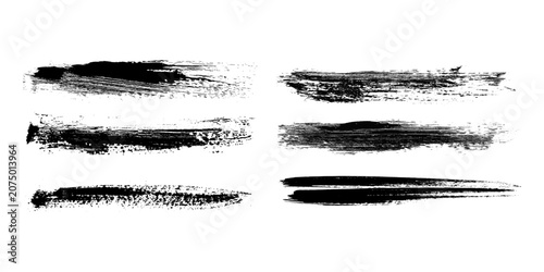 Photos Black brush stroke set isolated on background