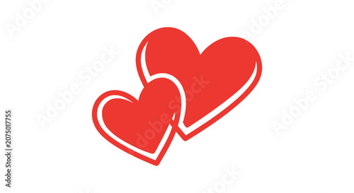 Принти на полотні Two red heart shapes with white outlines against a white background
