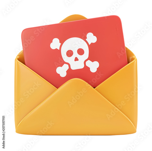 Obraz na plátně 3D Phishing Email Warning Illustration for Cyber Security and Spam Alert Design
