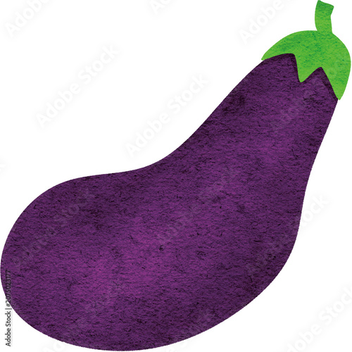 Watercolor purple eggplant illustration, Cute fresh aubergine vegetable clip art, Healthy organic purple eggplant