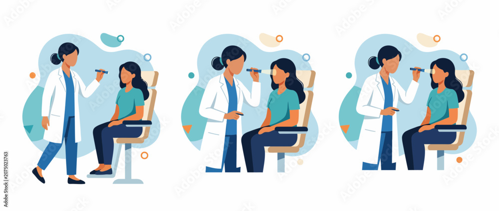 Fototapeta premium Eye Doctor Consultation and Medical Checkup Vector Illustration
