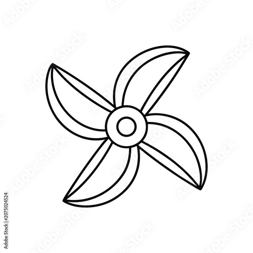 Pinwheel Icon with Four Symmetrical Blades