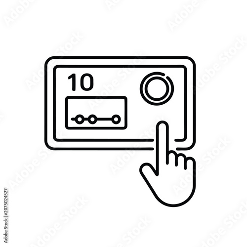 Digital Control Panel Icon with Hand Interaction