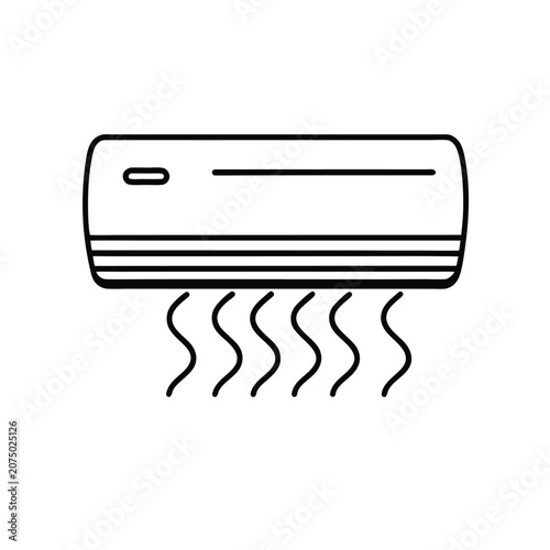 Wall-Mounted Air Conditioner Icon with Vent and Cool Airflow
