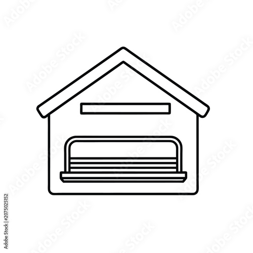 Bus Stop Shelter Icon with Bench and Roof