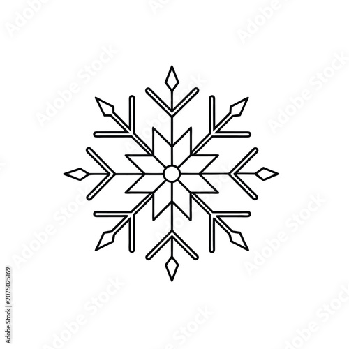 Snowflake Icon with Six Symmetrical Branches