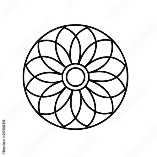 Geometric Mandala Circle with Twelve Petals