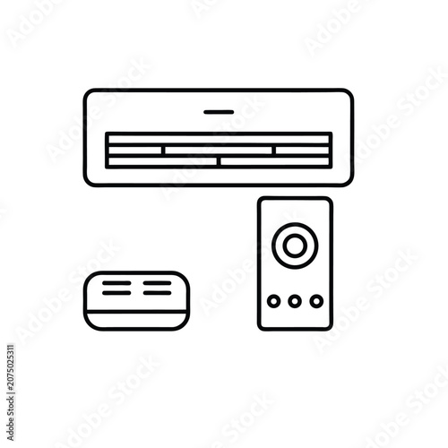 Air Conditioning System Icon with Indoor, Outdoor, and Remote Units