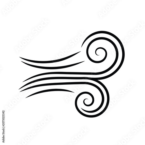 Wind Icon with Spiral Breeze Lines