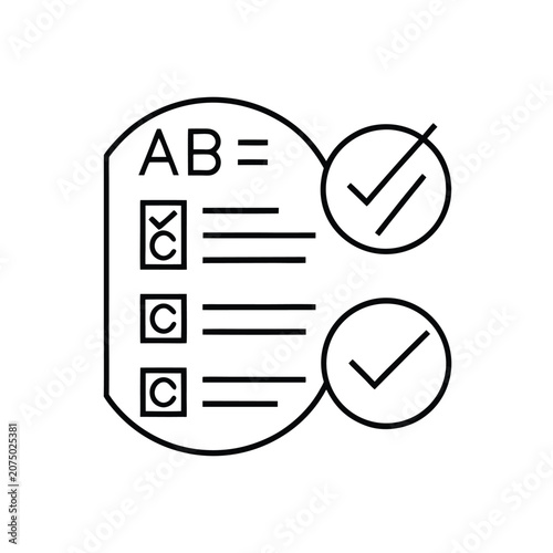 Multiple Choice Quiz Sheet Icon with Check Marks