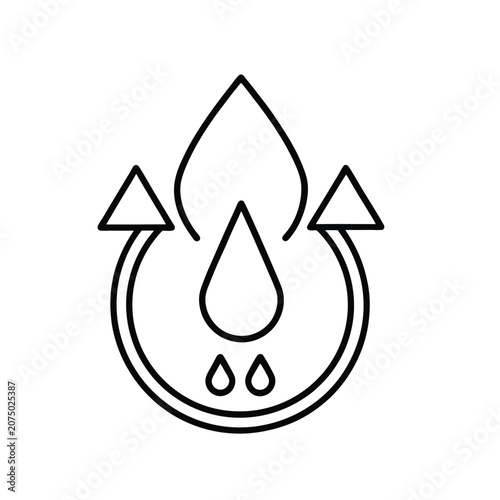 Water Recycling Icon with Droplets and Arrows