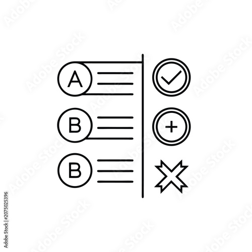 Multiple Choice Test Icon with Grading Symbols