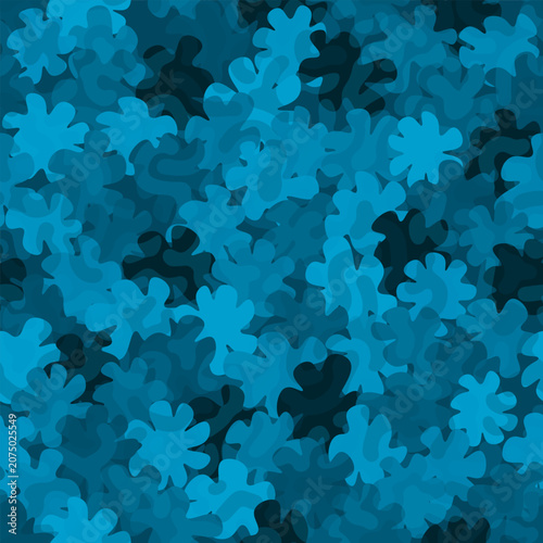 Dense Ditsy Floral Seamless Vector Pattern Denim Blue fabric print, scrapbooking