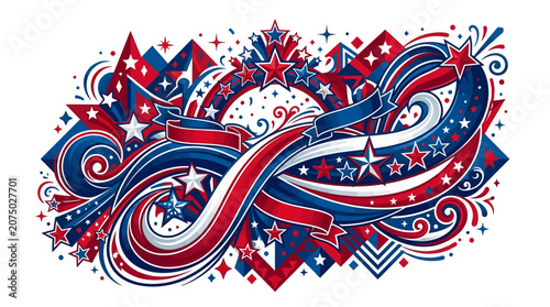 Obraz na plátně Red White and Blue Patriotic Ribbon.