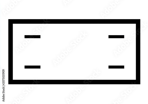Simple Black and White Rectangular Frame with Four Dash Marks Inside.