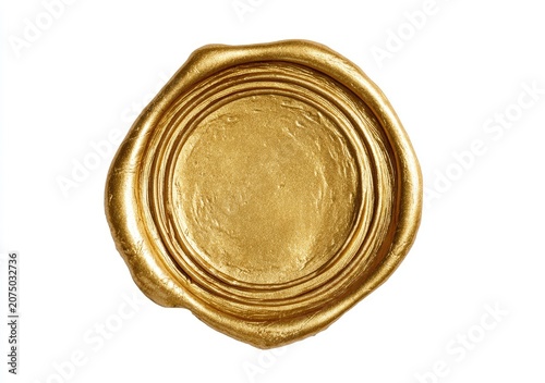 Golden Wax Seal Stamp Emblem Isolated on White Background.