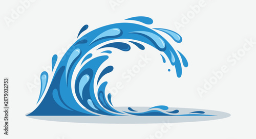 Obraz na plátně Cartoon ocean wave splashing isolated on white background 1.