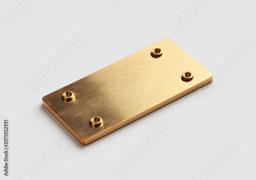 Rectangular Brass Plate with Four Recessed Screw Holes.