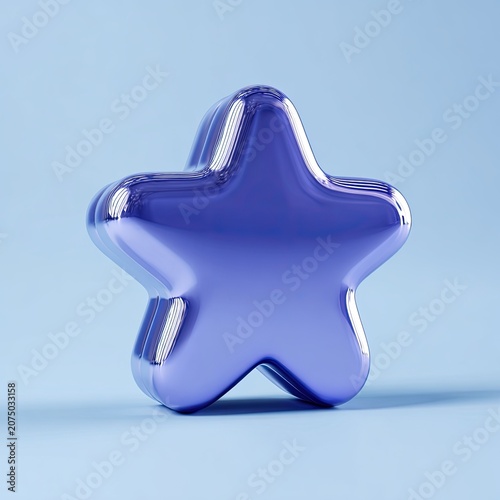 Shiny Purple Star Object on a Light Blue Background.