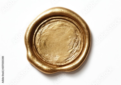 Golden Wax Seal Stamp Emblem Isolated on White Background.