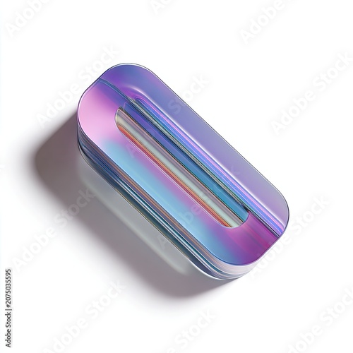 Iridescent Holographic Prism Object with Rainbow Colors.