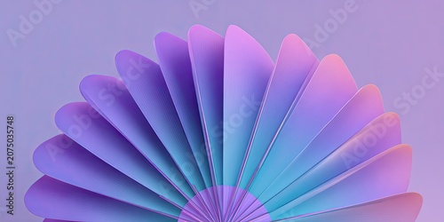 Abstract Geometric Fan Shape with Gradient Purple and Blue Hues.