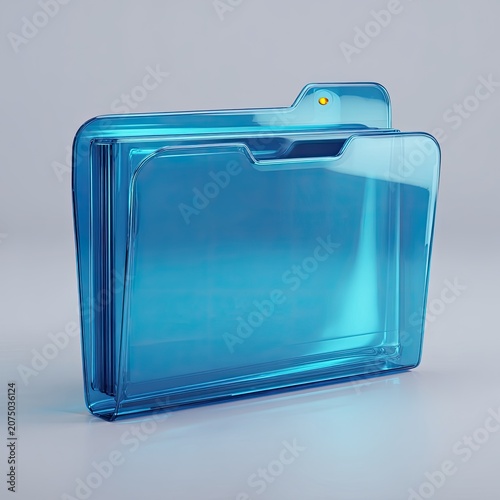 Transparent Blue Folder Icon with Documents Inside.