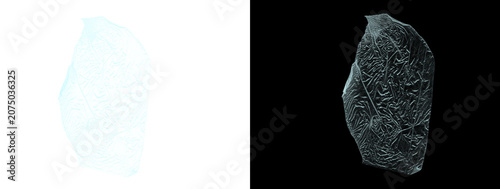 Glowing Light Blue Irregular Crumpled Metallic Foil Texture Abstract Swatch on White and Black Dual Background