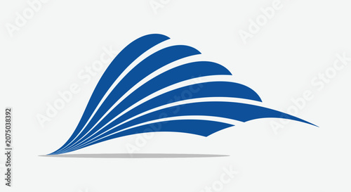 Canvas Print Abstract Blue Winged Shape Logo Design.
