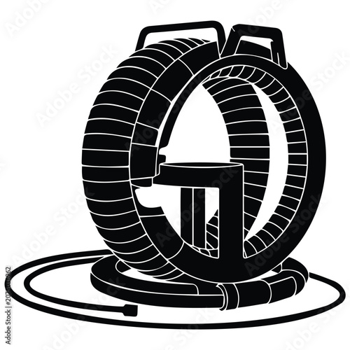 Fotografie Industrial hose reel equipment storage system vector silhouette illustration