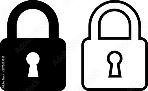 Two padlock icons in black and white on transparent background