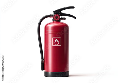 Red Fire Extinguisher Isolated on White Background Studio Shot.