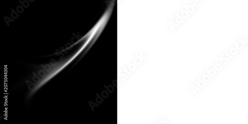 Tableau sur toile Black and white abstract background with smooth curves on transparent background