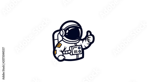 Vector illustration of a friendly astronaut showing a thumbs up gesture icon