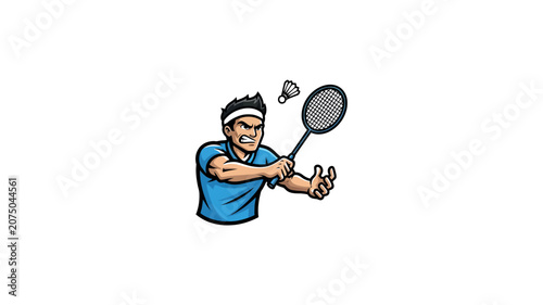 Dynamic Badminton Player Mascot Illustration for Sports Competition Events