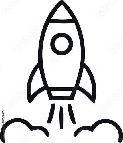Rocket launch icon minimalist space exploration graphic for business and technology