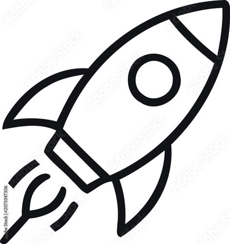 Rocket ship line art icon space exploration and technology symbol