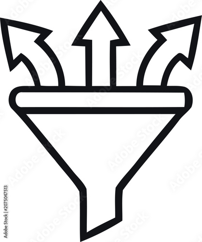 Funnel with arrows icon business process and filtering concept