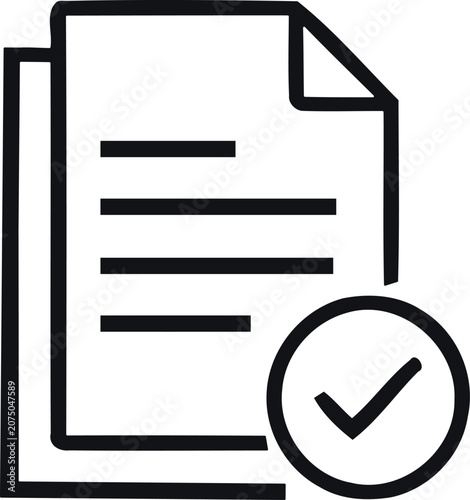 Document approval icon line art vector illustration