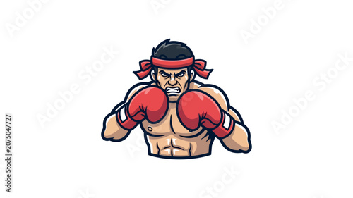 Aggressive Boxer Sport Athlete Mascot Illustration for Competitive Fighting Action
