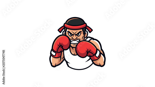 Fierce Male Boxer Mascot Illustration for Competitive Sports Event Training