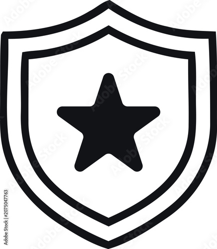 Shield icon with star symbol security and protection graphic