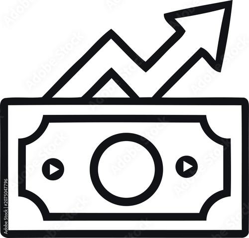 Financial growth icon money bill with rising arrow chart