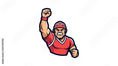 Aggressive Rugby Player Mascot Character Celebrating Victory Illustration Design