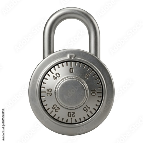 Standard Office Combination Padlock Isolated On White Solid Background, Durable Security Device With Number Dial, Perfect For Personal Safety, Storage, And Business Use