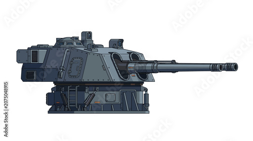Futuristic Sci-Fi Double Barrel Heavy Artillery Turret Illustration