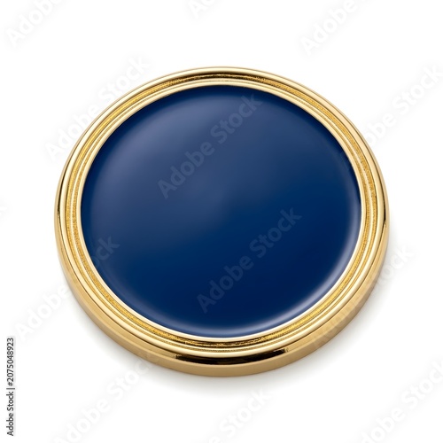Enamel Badge Isolated On White Solid Background, Colorful Metal Pin With Glossy Surface And Clasp, Perfect For Collectibles, Fashion, Branding, And Cultural Design Concepts