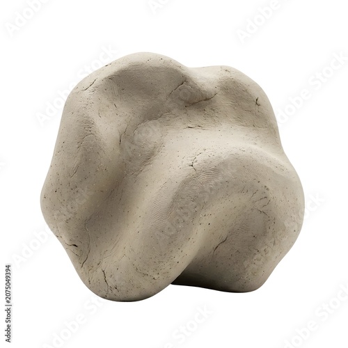 Subtle Clay Sculpture Isolated On White Solid Background, Handcrafted Art Piece With Simple Detail, Perfect For Cultural, Decorative, And Artistic Design Displays